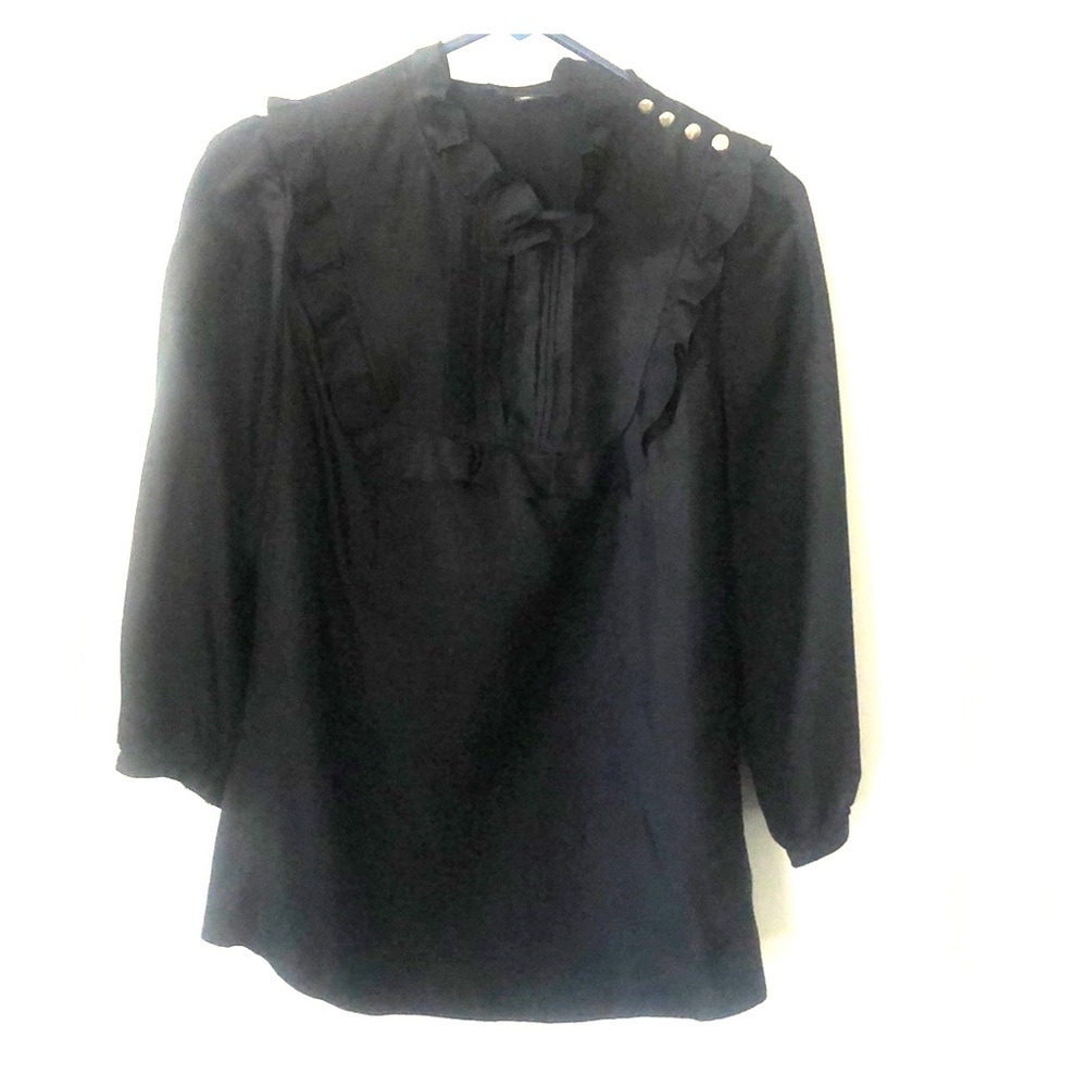 Banana Republic black M 3/4 sleeve ruffle blouse